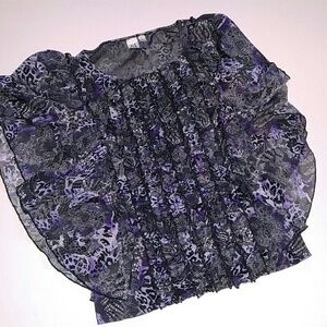 Marc Bouwer Purple ruffles blouse top M
